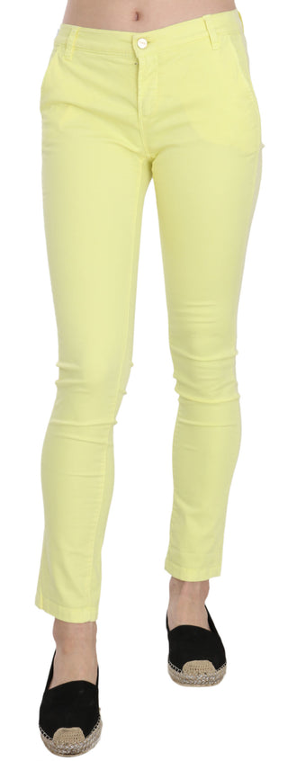 Chic Yellow Low Waist Skinny Casual Trousers - Luxury for You