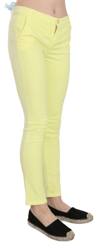 Chic Yellow Low Waist Skinny Casual Trousers - Luxury for You