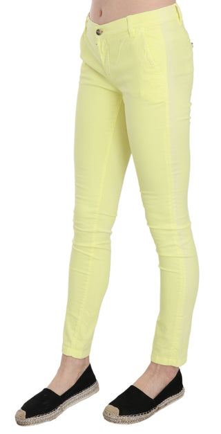 Chic Yellow Low Waist Skinny Casual Trousers - Luxury for You