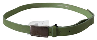 Chic Green Leather Waist Belt With Silver Buckle - Luxury for You