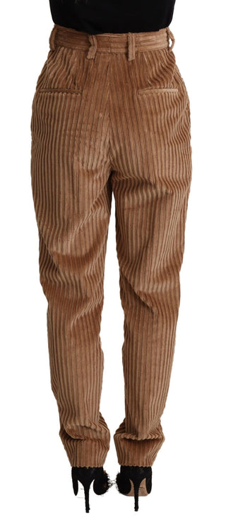 Elegant High-waisted Tapered Corduroy Pants