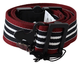 Striped Leather Fashion Belt In Black & Red - Luxury for You