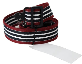 Striped Leather Fashion Belt In Black & Red - Luxury for You