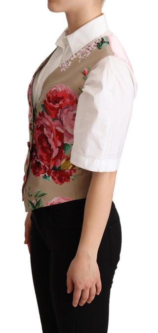 Elegant Floral Beige Sleeveless Vest - Luxury for You