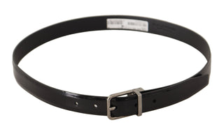 Elegant Black Leather Belt With Metal Buckle