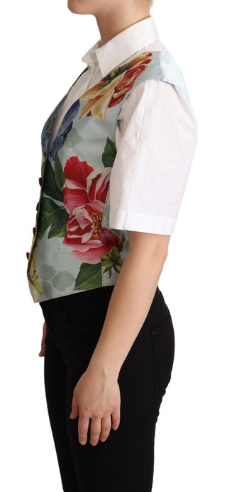 Elegant Floral Print Silk Waistcoat - Luxury for You