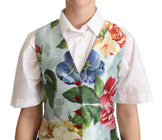 Elegant Floral Print Silk Waistcoat - Luxury for You