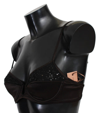 Sequined Brown Balconette Bra - Luxury for You