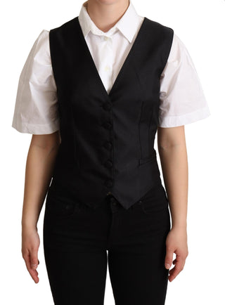 Elegant Silk Blend Black Waistcoat - Luxury for You