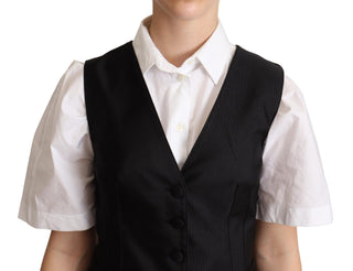 Elegant Silk Blend Black Waistcoat - Luxury for You