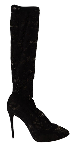 Elegant Stretch Sock Boots In Sleek Black