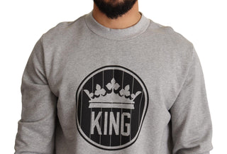 Regal Crown Cotton Sweater - Sophisticated Gray - Luxury for You