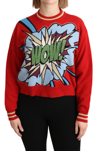 Radiant Red Cartoon Motive Cashmere Sweater - Luxury for You