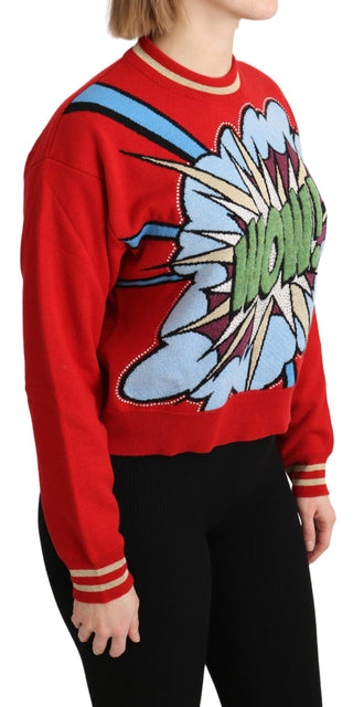 Radiant Red Cartoon Motive Cashmere Sweater - Luxury for You