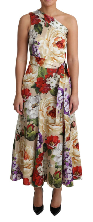 Elegant One-shoulder Floral Silk Maxi Dress - Luxury for You