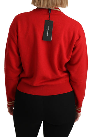 Radiant Red Cartoon Motive Cashmere Sweater - Luxury for You