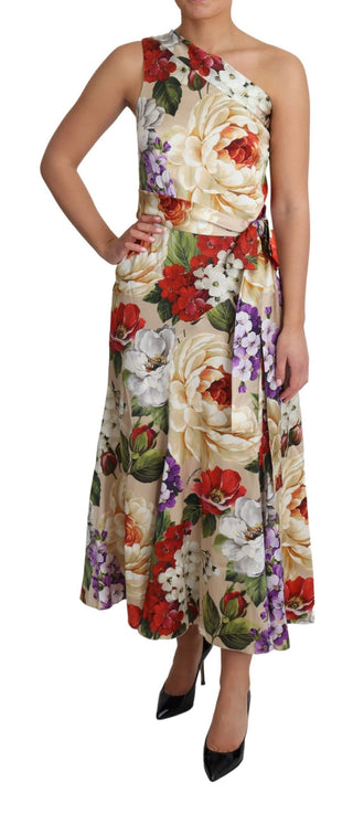 Elegant One-shoulder Floral Silk Maxi Dress - Luxury for You