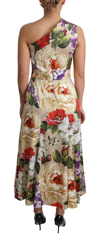 Elegant One-shoulder Floral Silk Maxi Dress - Luxury for You