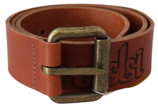 Chic Brown Leather Logo Waist Belt - Luxury for You