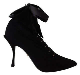 Elegant Black Ankle Heel Boots With Leather Sole - Luxury for You