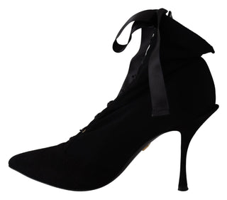 Elegant Black Ankle Heel Boots With Leather Sole - Luxury for You