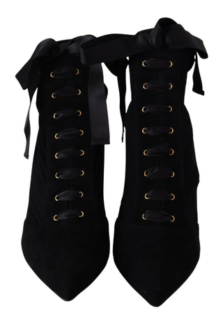 Elegant Black Ankle Heel Boots With Leather Sole - Luxury for You