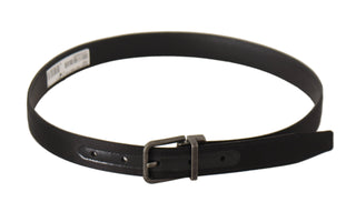 Elegant Black Leather Belt With Metal Buckle