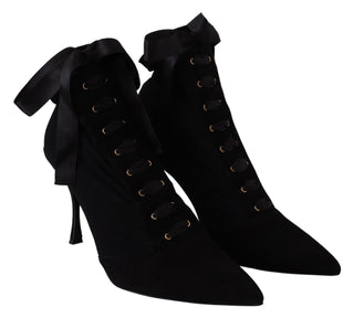 Elegant Black Ankle Heel Boots With Leather Sole - Luxury for You