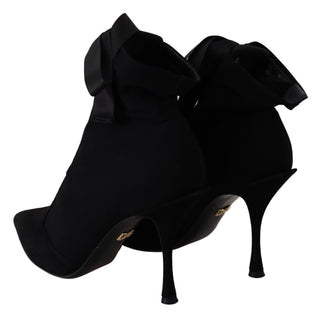 Elegant Black Ankle Heel Boots With Leather Sole - Luxury for You