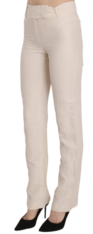 Elevated White High Waist Flared Trousers - Luxury for You