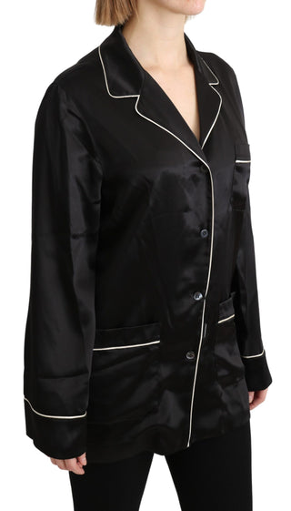 Elegant Silk Black Button-up Blouse - Luxury for You