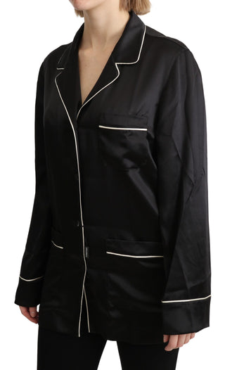 Elegant Silk Black Button-up Blouse - Luxury for You