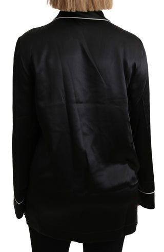 Elegant Silk Black Button-up Blouse - Luxury for You