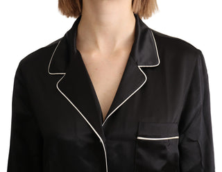 Elegant Silk Black Button-up Blouse - Luxury for You