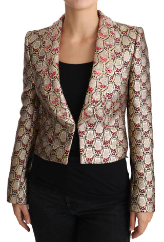 Glittering Gold Floral Sequined Blazer Jacket - Luxury for You