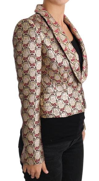 Glittering Gold Floral Sequined Blazer Jacket - Luxury for You