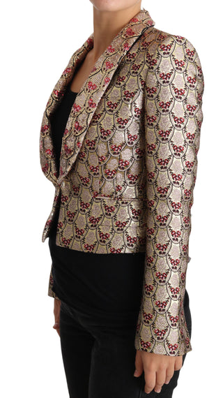 Glittering Gold Floral Sequined Blazer Jacket - Luxury for You