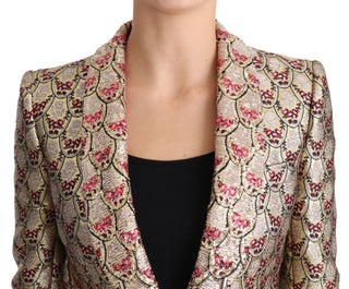 Glittering Gold Floral Sequined Blazer Jacket - Luxury for You