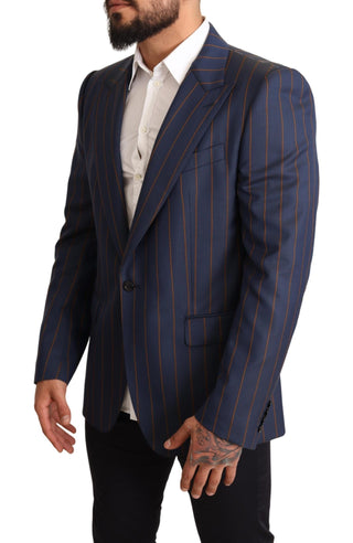 Elegant Slim Fit Blue Striped Wool Blazer - Luxury for You