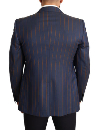 Elegant Slim Fit Blue Striped Wool Blazer - Luxury for You