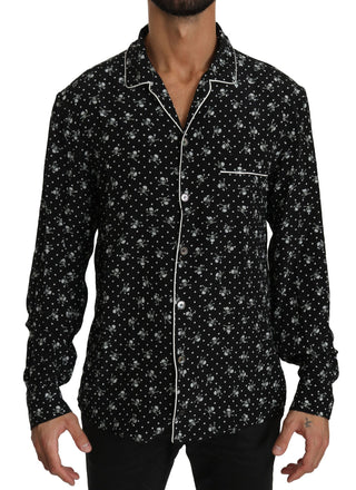 Elegant Silk Pajama Shirt With Skull Print - Luxury for You