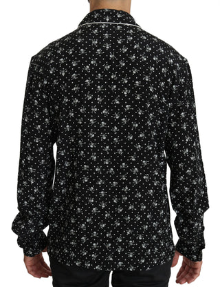 Elegant Silk Pajama Shirt With Skull Print - Luxury for You