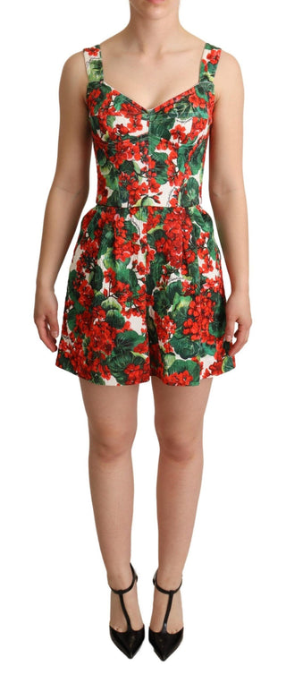 Chic Red Geranium Print Sleeveless Jumpsuit - Luxury for You