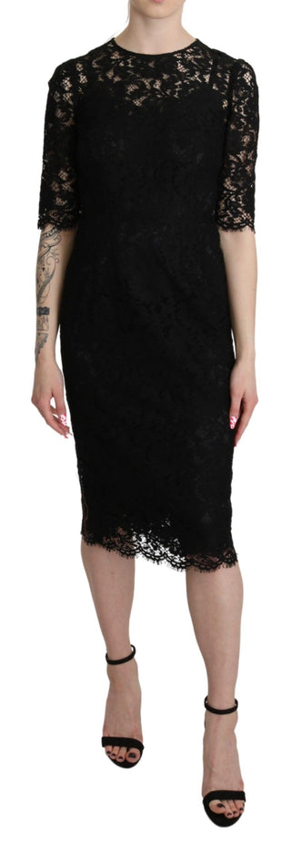 Elegant Black Lace Sheath Knee-length Dress - Luxury for You