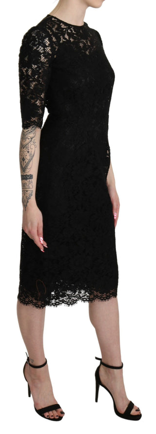 Elegant Black Lace Sheath Knee-length Dress - Luxury for You