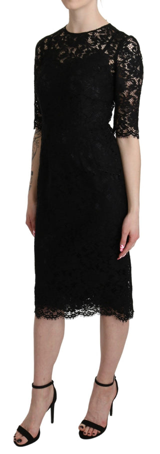 Elegant Black Lace Sheath Knee-length Dress - Luxury for You