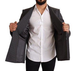 Chic Gray Check Martini Slim Fit Double-breasted Blazer - Luxury for You