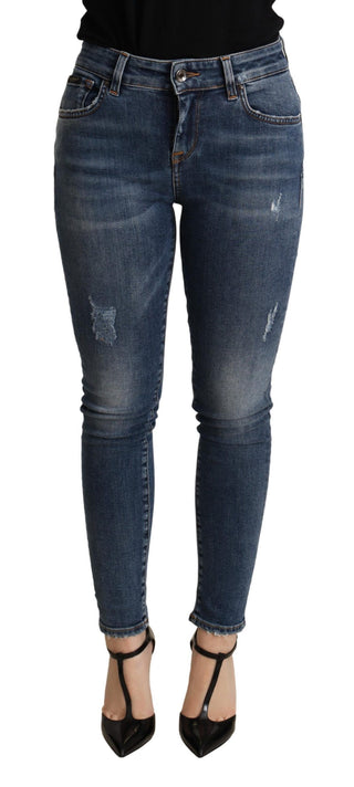 Elegant Mid Waist Skinny Blue Jeans - Luxury for You