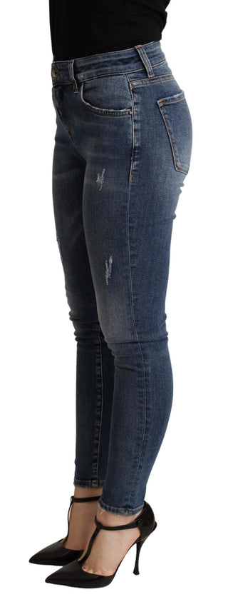 Elegant Mid Waist Skinny Blue Jeans - Luxury for You