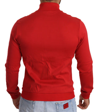 Elegant Red Full Zip Sweater With Dg Motor Club Motif - Luxury for You